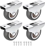 PATIKIL 2" Rigid Fixed Caster Wheels, 4 Pack Silent Plate Casters with M4 Screws Total Load Capacity 132 Lbs for Furniture Workbench Cart Trolley One Direction Rolling, Brown
