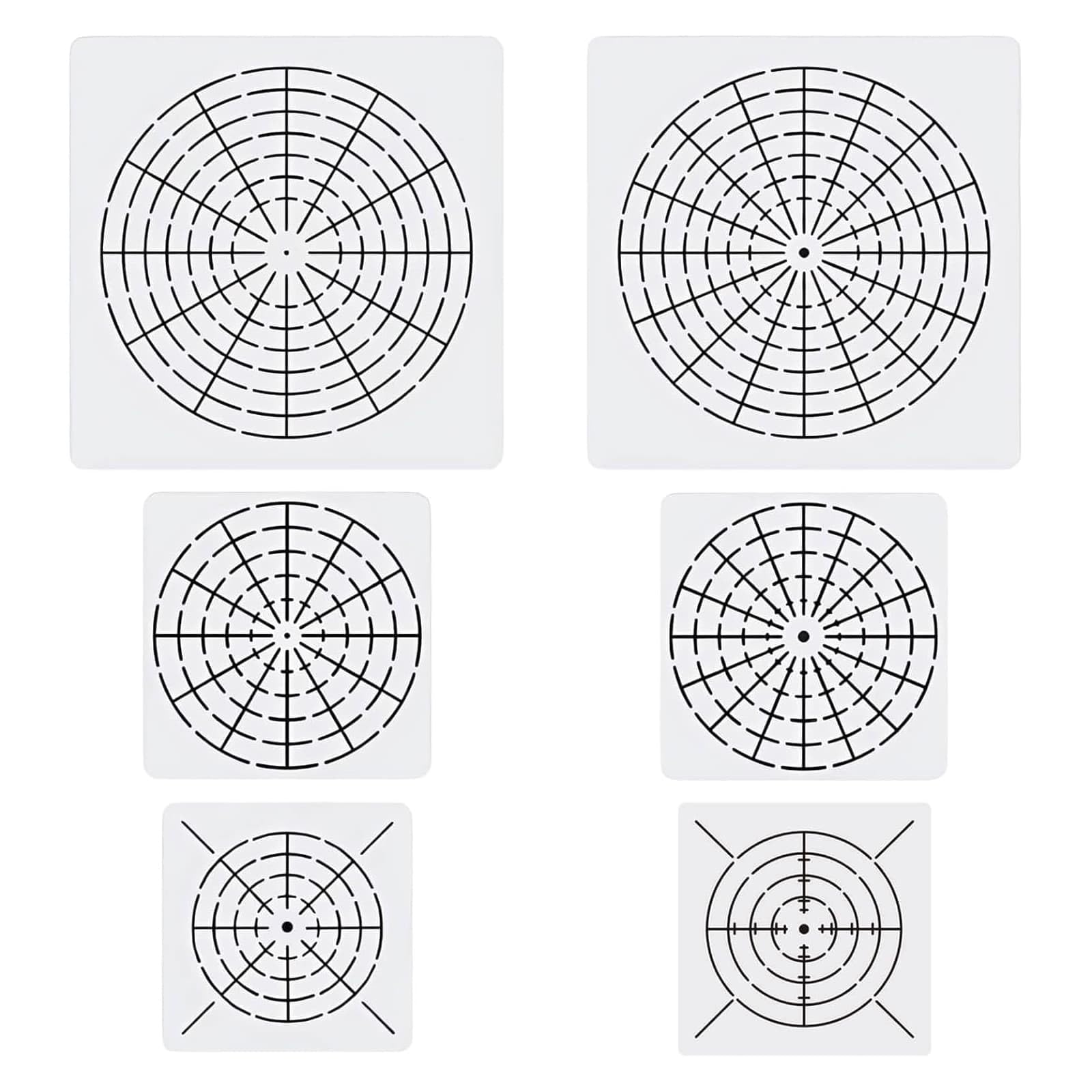 YKW Paquete de 6 plantillas de mandala circular, herramientas de dibujo reutilizables de 7/9/11 pulgadas, plantillas de puntos de mandala para pintura de roca, lienzo, proyectos de arte de madera