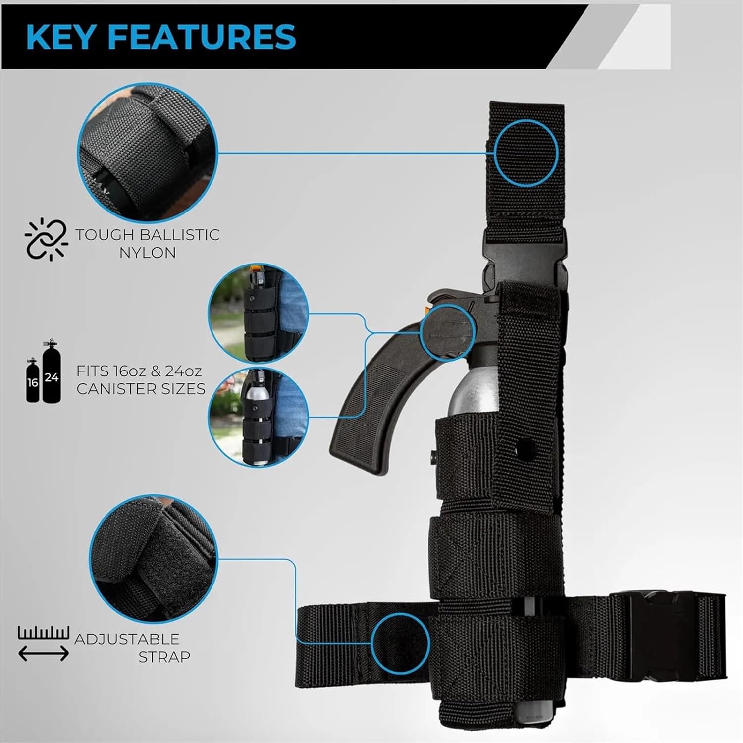 MK9 Spray Thigh Holster Universal Right/Left Hand, Handheld Fire Holder Extinguisher Holster