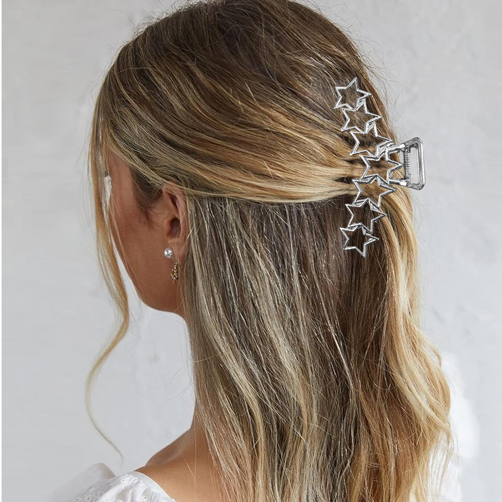 2 pinzas de metal Y2K para el pelo con forma de estrella para mujer, diseño antideslizante grande, pinzas para el cabello grueso y fino, accesorios grandes para el cabello para mujer