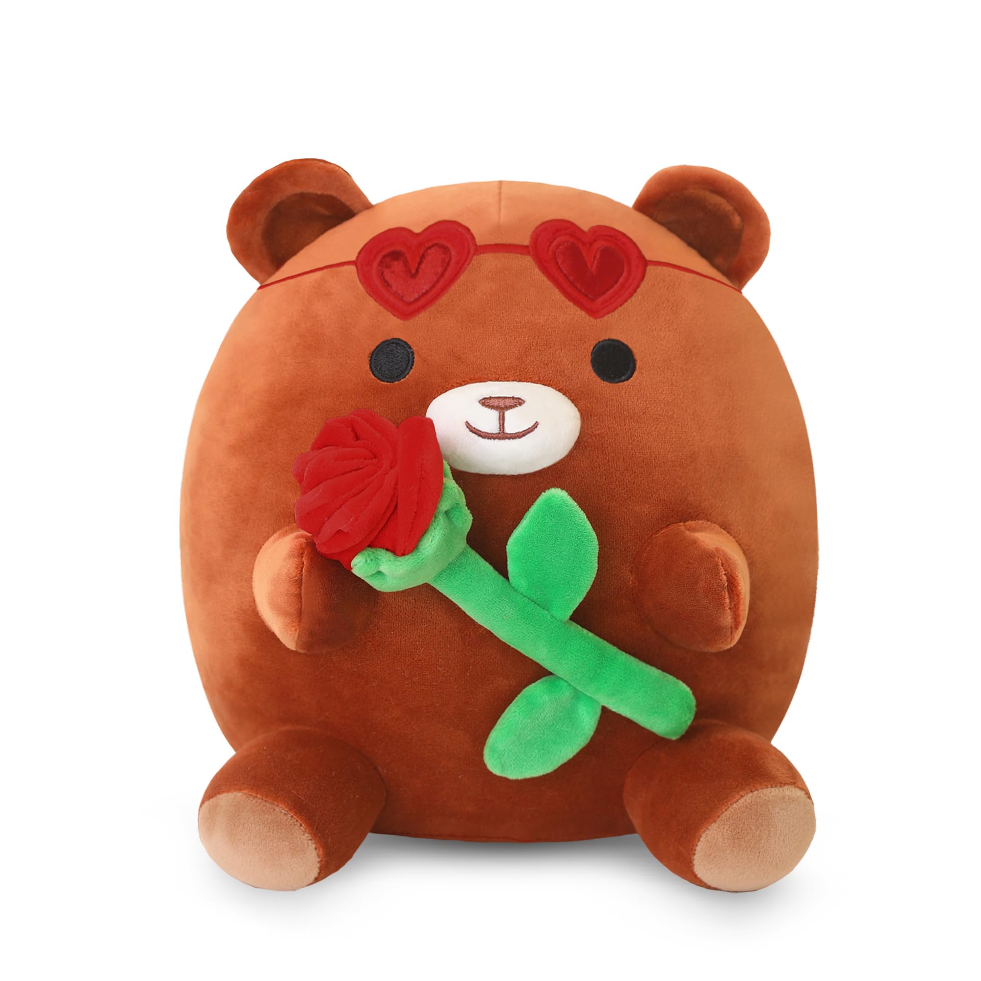 Bear Stuffed Animal Toy Lovely Rose Bear Plushie Soft Animal Plush Pillows Cartoon Stuffed Doll Gifts for Valentine's Day 10 inch