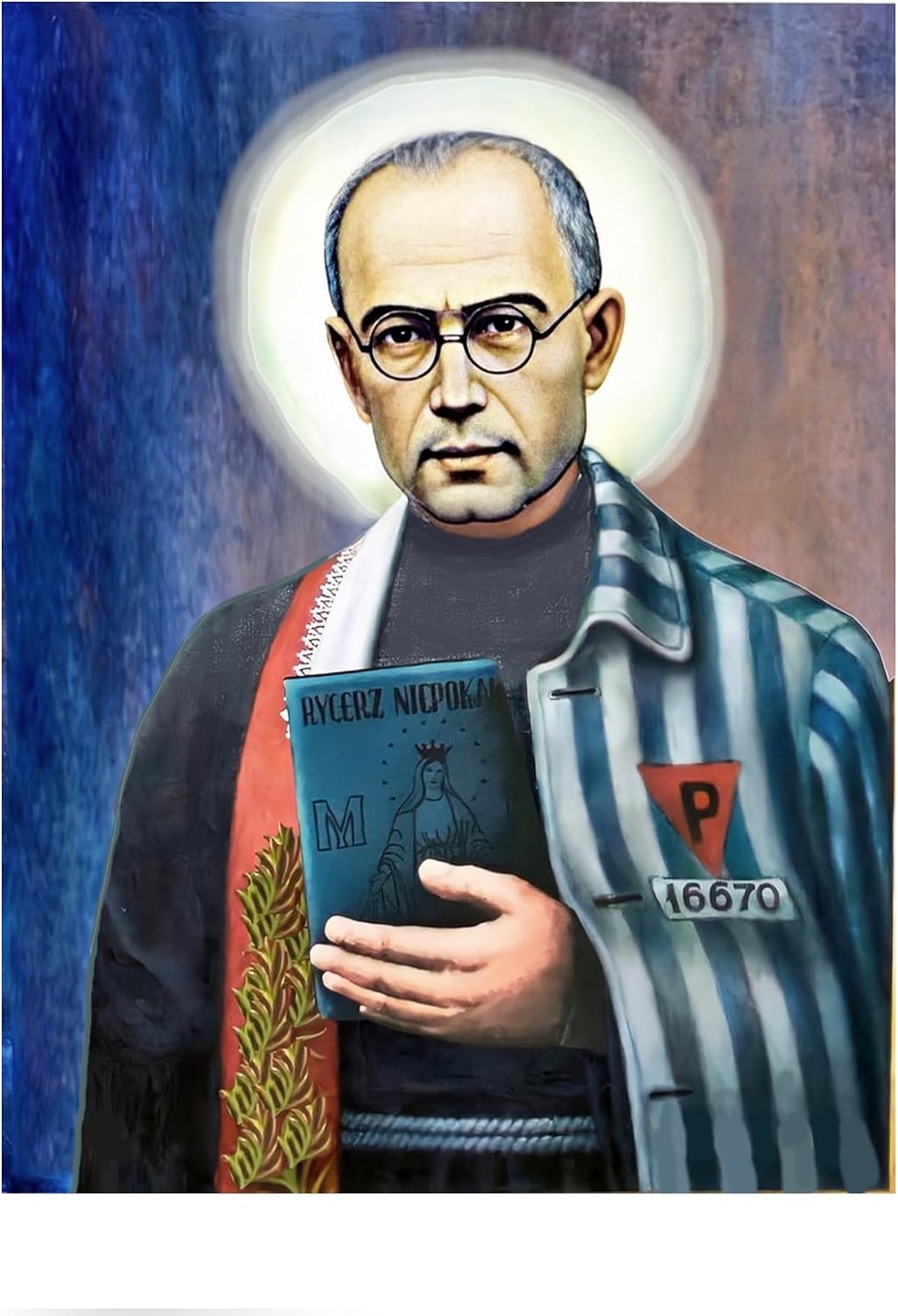HABAKUK Art St Maximilian Kolbe icon, st Maksymilan statue, saint Maksymilian altar, christian personalized gifts,