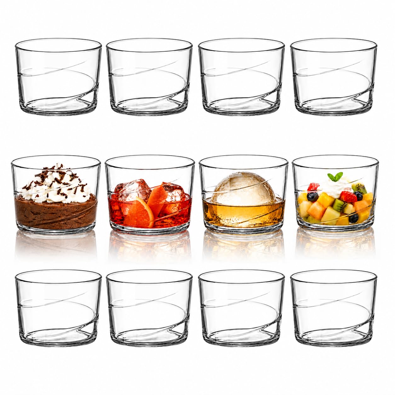 Bodega Swirl Rum Glasses, 7.25 Oz - Clear, Set of 12