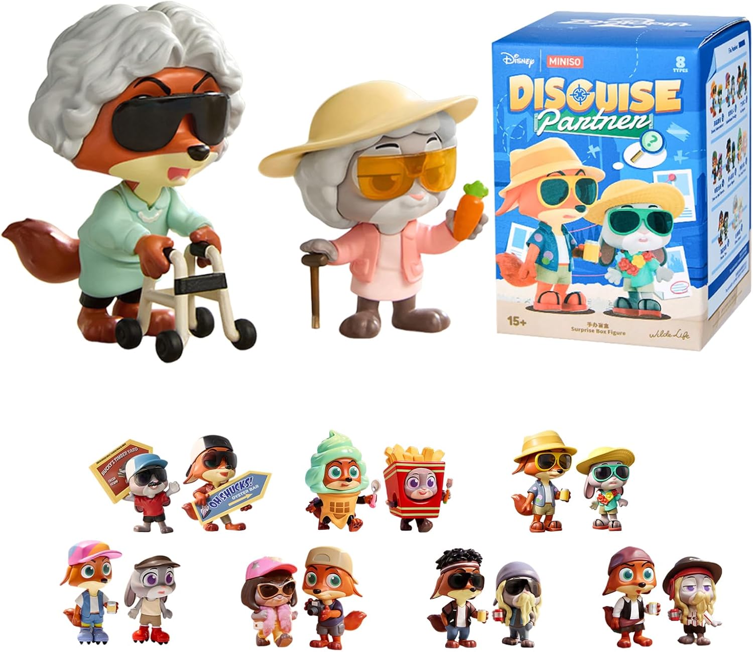 MINISO Disney Zootopia Partner Disguise Series Blind Box - 2 Figures in 1 Box, Collectible Character Set for Home Decor & Gifts (Random, Single Box)