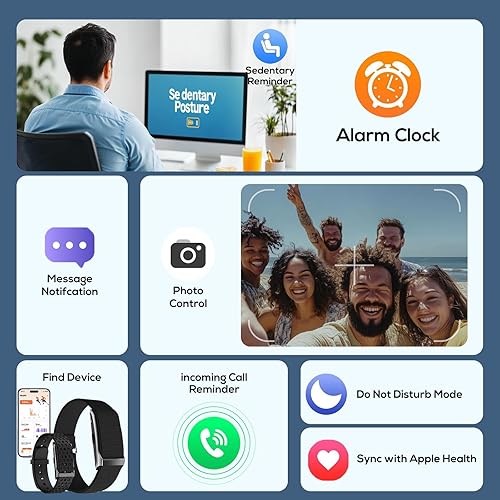 Miniatura 6 de Pulsera inteligente de salud, seguimiento de actividad y fitness, SpO2, frecuencia cardíaca, presión arterial, estrés del sueño, IP68 impermeable