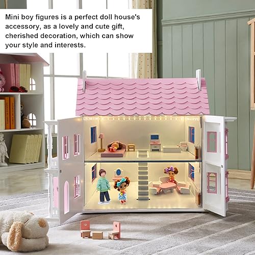 Miniatura 4 de Casa de muñecas en miniatura para niño, 1:12, cabello marrón, verde, suéter, casa de muñecas, porcelana en miniatura, para decoración, Marrón,