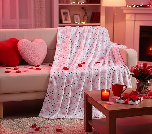 Miniatura 7 de Manta suave de San Valentín Confeti Corazón Divertido, Rosa Negro Blanco, Acento para Sofá, Silla, Cama o Dormitorio (Amor Confeti)