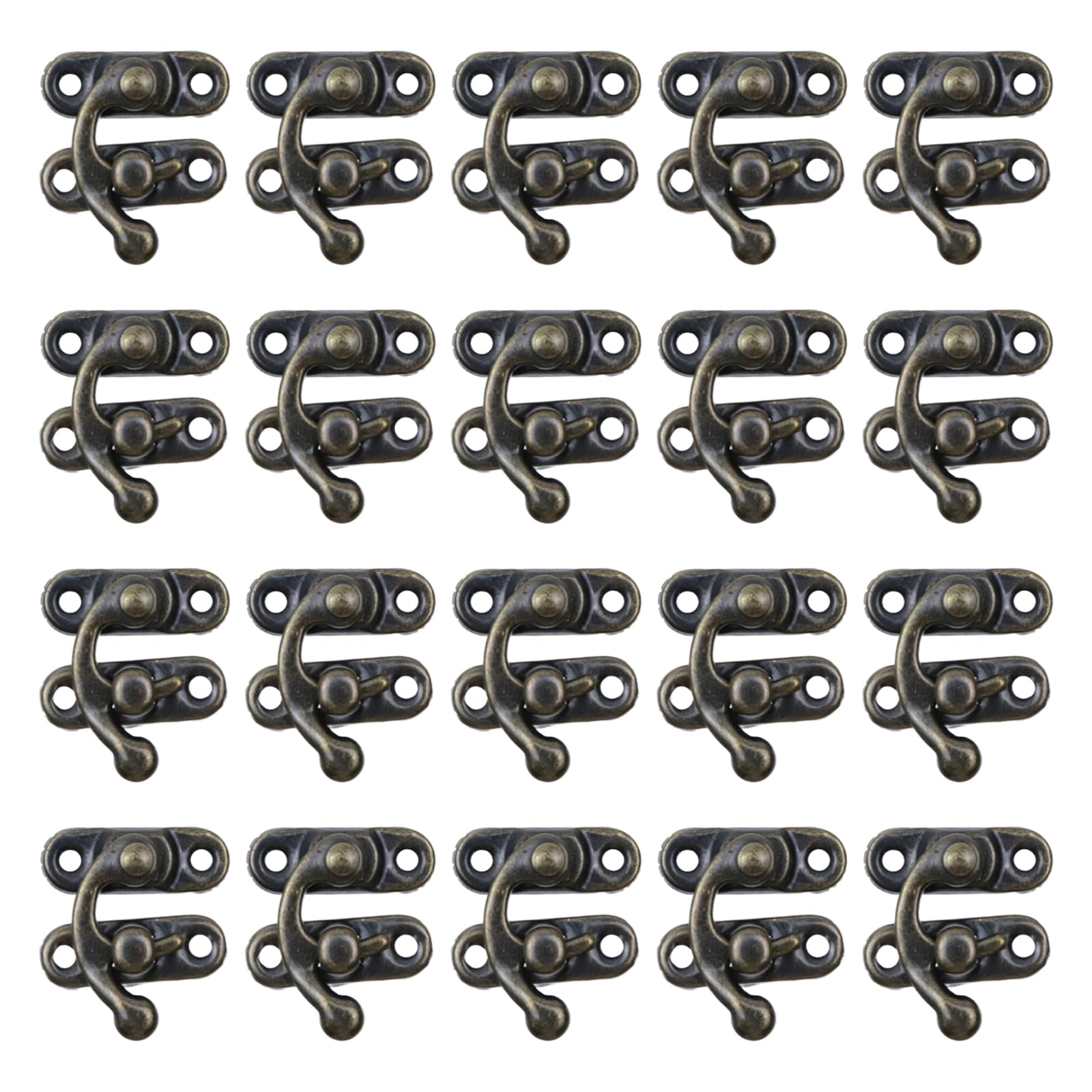 Sscon 20Pcs Mini Swing Clasp Latch Left Toggle Hasp Hook Bronze Vintage Hasp Latch for Jewelry Box