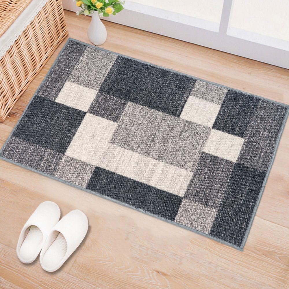 Rugshop Modern Boxes Design Non-Slip (Non-Skid) Area Rug 2'7" x 4' Gray