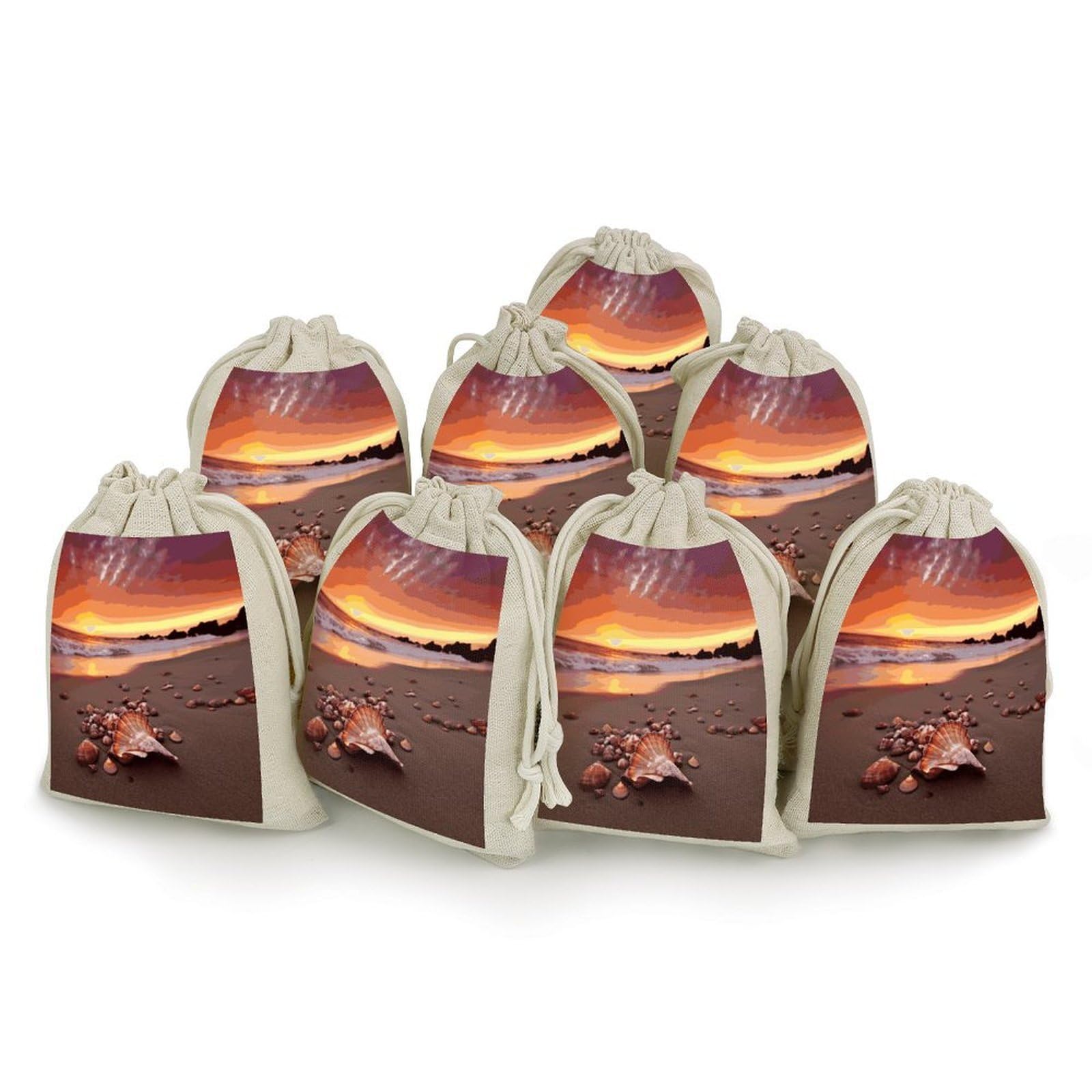 Adfgyerh Style Shell Beach Sunset Bags With Drawstring Reusable,Jewelry Bags 4.9 X 6.7 Inch, Set Of 8,Gift Bags For Party Wedding Storage Home Supplies
