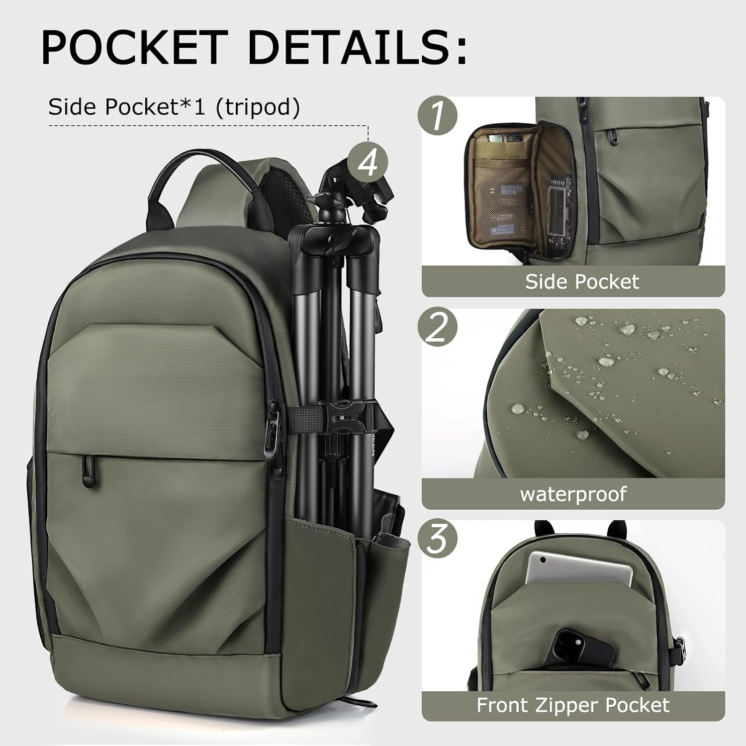 Camera Sling Bag, DSLR/SLR/Mirrorless Camera Backpack Case Shockproof Photography Backpack with Tripod Holder & Removable Modular Inserts Compatible with Canon/Nikon/Sony/Fuji - Image 2