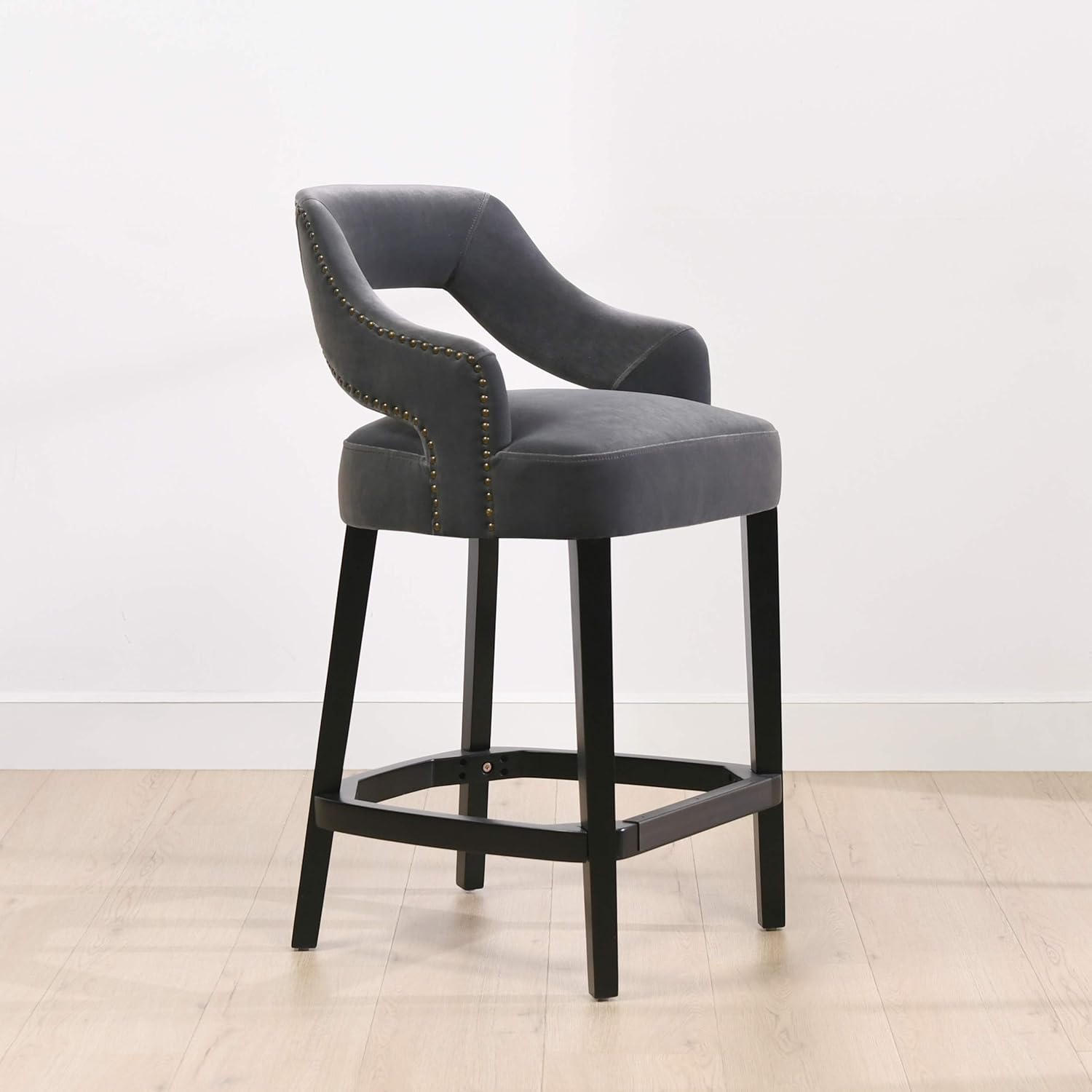 Exclusive Discount 80% Offer Jennifer Taylor Home Elsie 26” Art Deco Counter Height Bar Stool (Set of 2), Steel Gray Performance Velvet