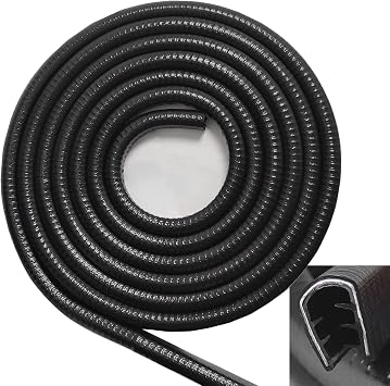 SYOAUTO Large Edge Trim Fits Edge 1/4 inch, 10 Feet 3 Meter Black Rubber Edge Boat Trim Molding