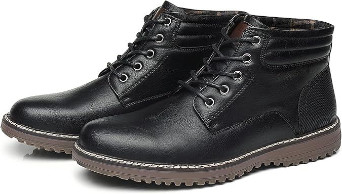 TOP STAKA Men's Boots, Leather Lace Up Winter Shoes for Work, Travel, Business, Casual Shoes