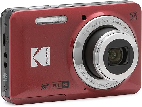 Miniatura 2 de Cámara digital Kodak PIXPRO FZ55, paquete rojo con tarjeta de memoria Lexar de alto rendimiento de 32GB 800x UHS-I SDHC + estuche para cámara Deco
