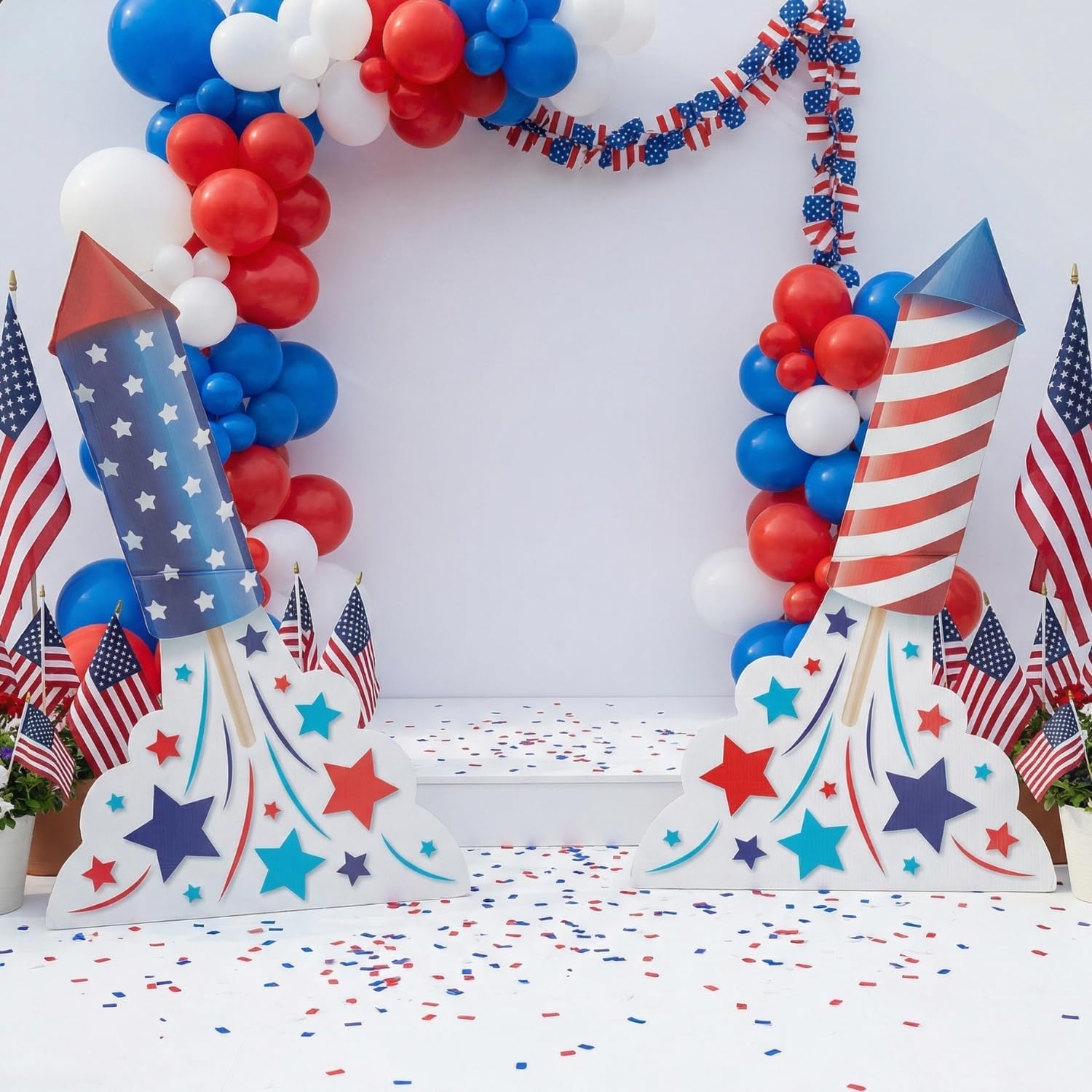 34" x 54" Patriotic Rocket Cardboard Cutout Stand-Ups
