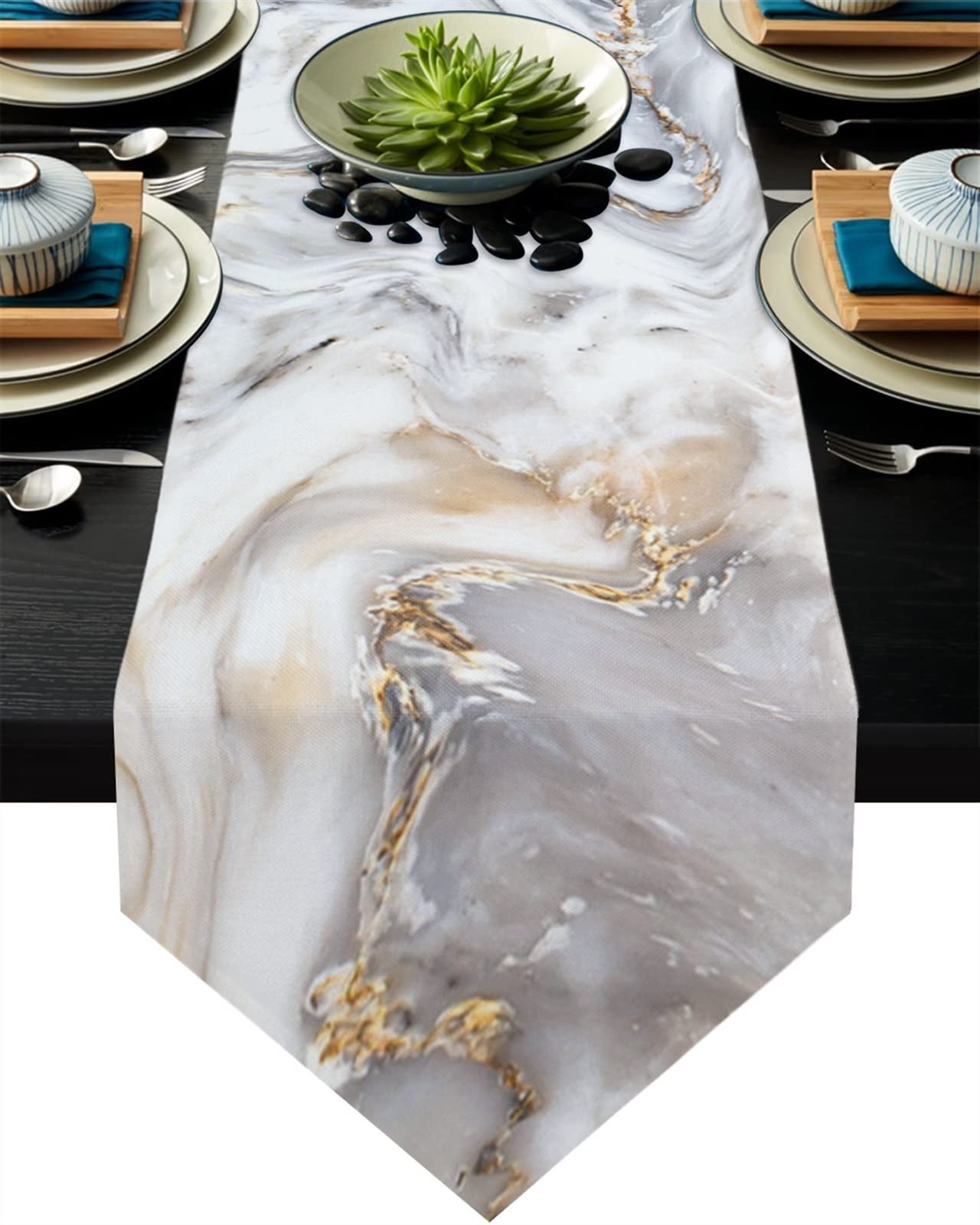 BOFIBO Table Runners Gold Flash Marble Trend Table Runners Table Decor For Home Kitchen Wedding Party Decoration Wedding Room Restaurant Table Gadget(O,33x178cm)