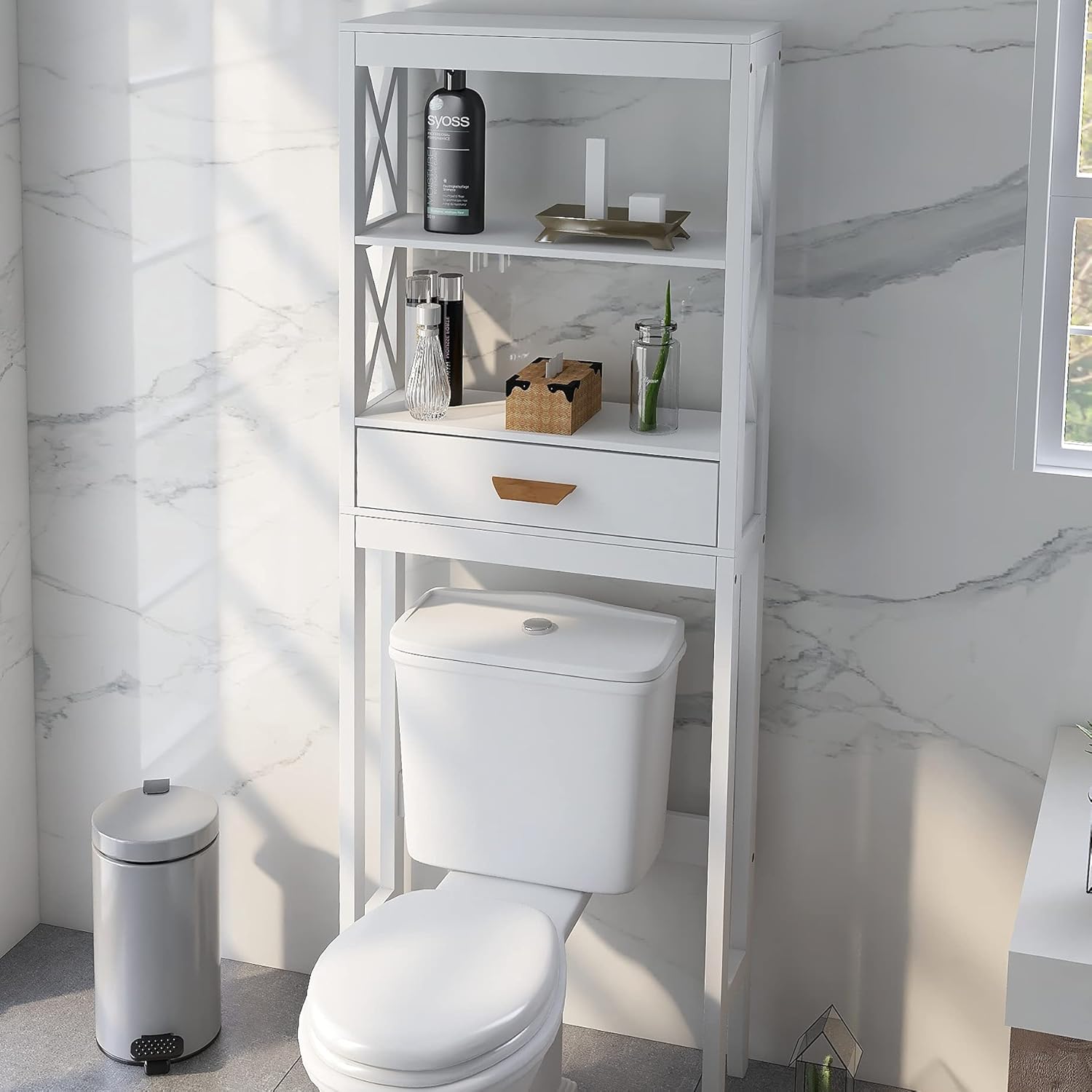 Bathroom Over The Toilet Storage Cabinet, One Size, White as Shown