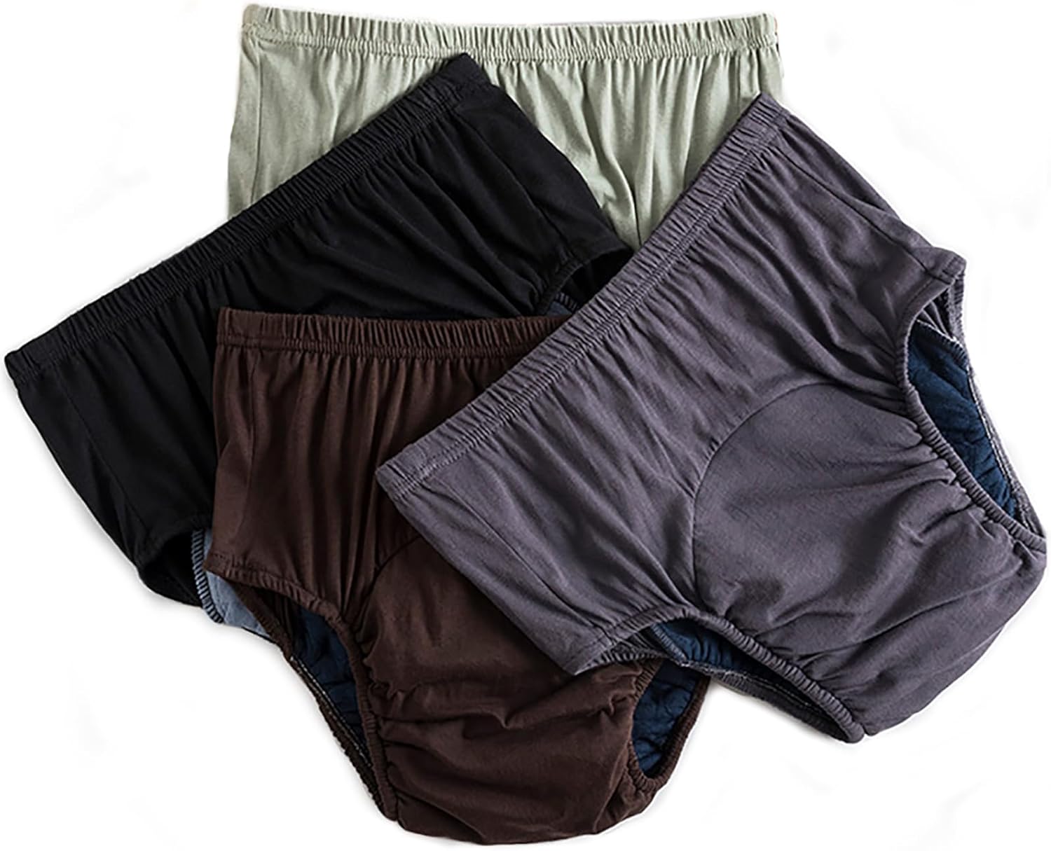 Adult Cloth Diaper, Soft Cloth Diapers Nappy Care Incontinence Care Panties, Reusable Cloth Diaper Cover Washable Underwear, Adult Reusable Pure Cotton Diapers,4 Pieces,3XL