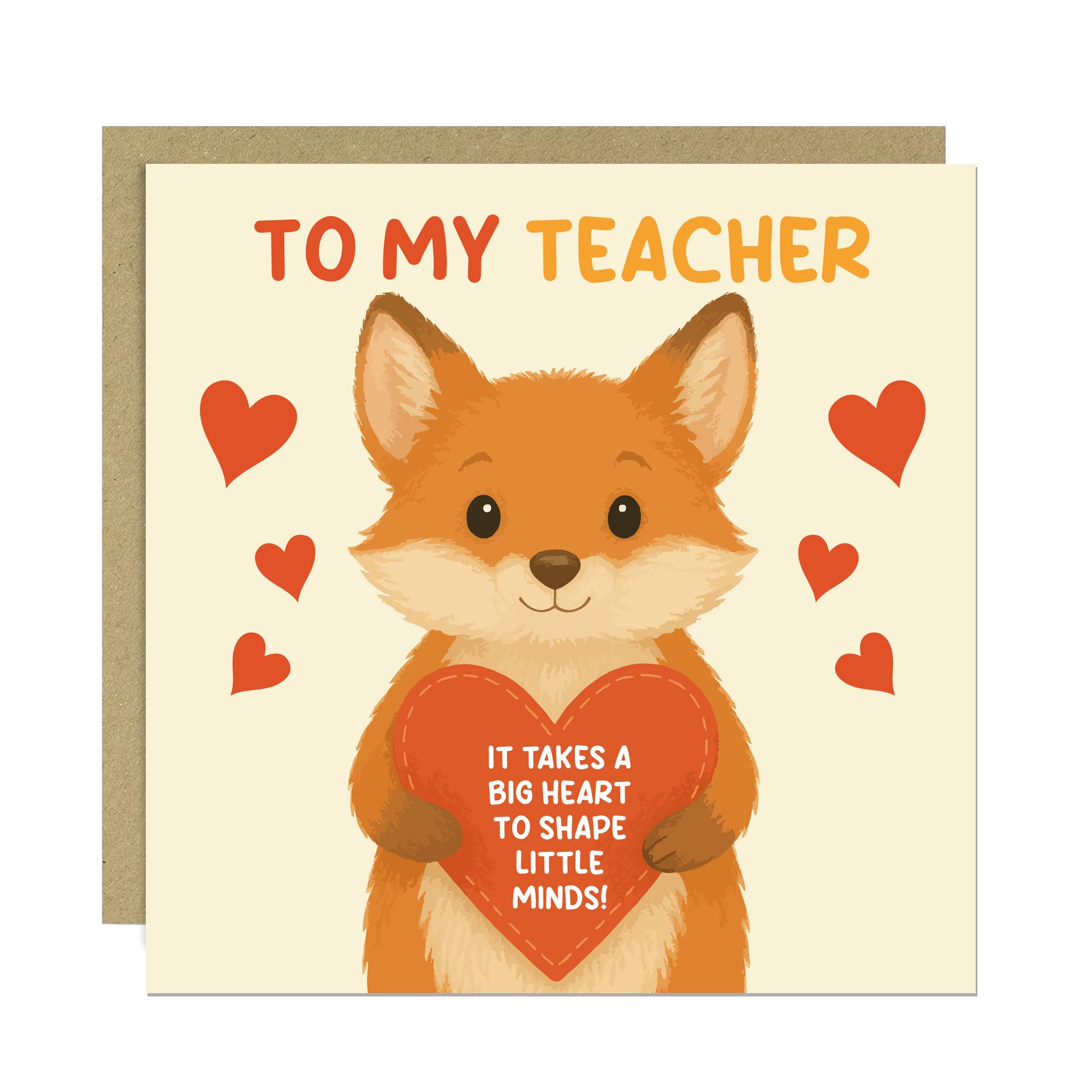 RED OCEAN Teacher Appreciation Thank You Cards, Thank You Greeting Card For Teachers, School Teacher Nursery Leaving Cards 145x145mm With Kraft Envelope
