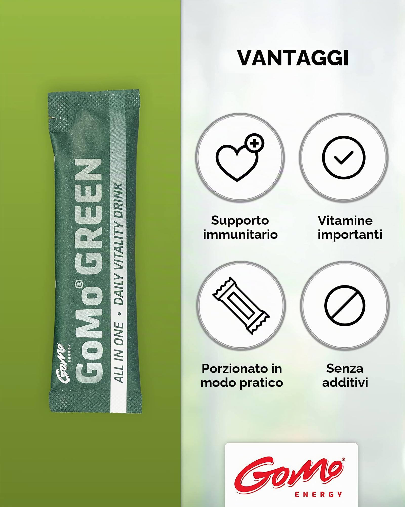 GoMo® GREEN | All in One – Daily Vitality Drink con Spirulina dall'Austria | Per migliorare le prestazioni e la concentrazione I la tua energia green quotidiana made in Germany | 30 porzioni