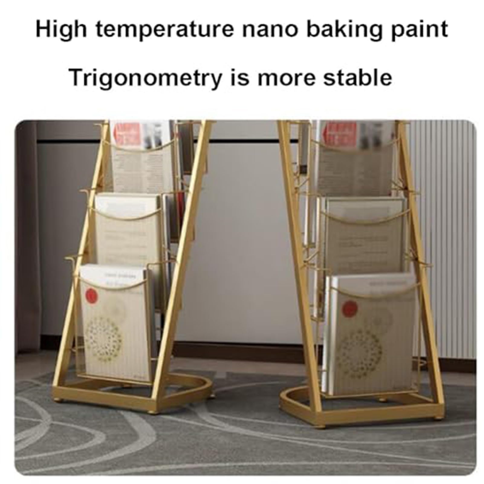 Espositore Per Brochure, Espositore Da Terra Per Riviste A 4/5 Ripiani, Supporto In Metallo Per Singoli Fogli, Organizzatore Per Riviste E Giornali, Per Fiere, Uffici Ed Esposizione(White,33x33x98cm)