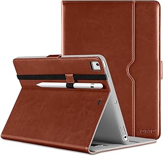 DTTO for iPad 9.7 Inch 5th/6th Generation 2018/2017 Case with Apple Pencil Holder, Premium Leather Folio Stand Cover Case for Apple iPad 9.7 inch, Also Fit iPad Pro 9.7/Air 2/Air - Brown