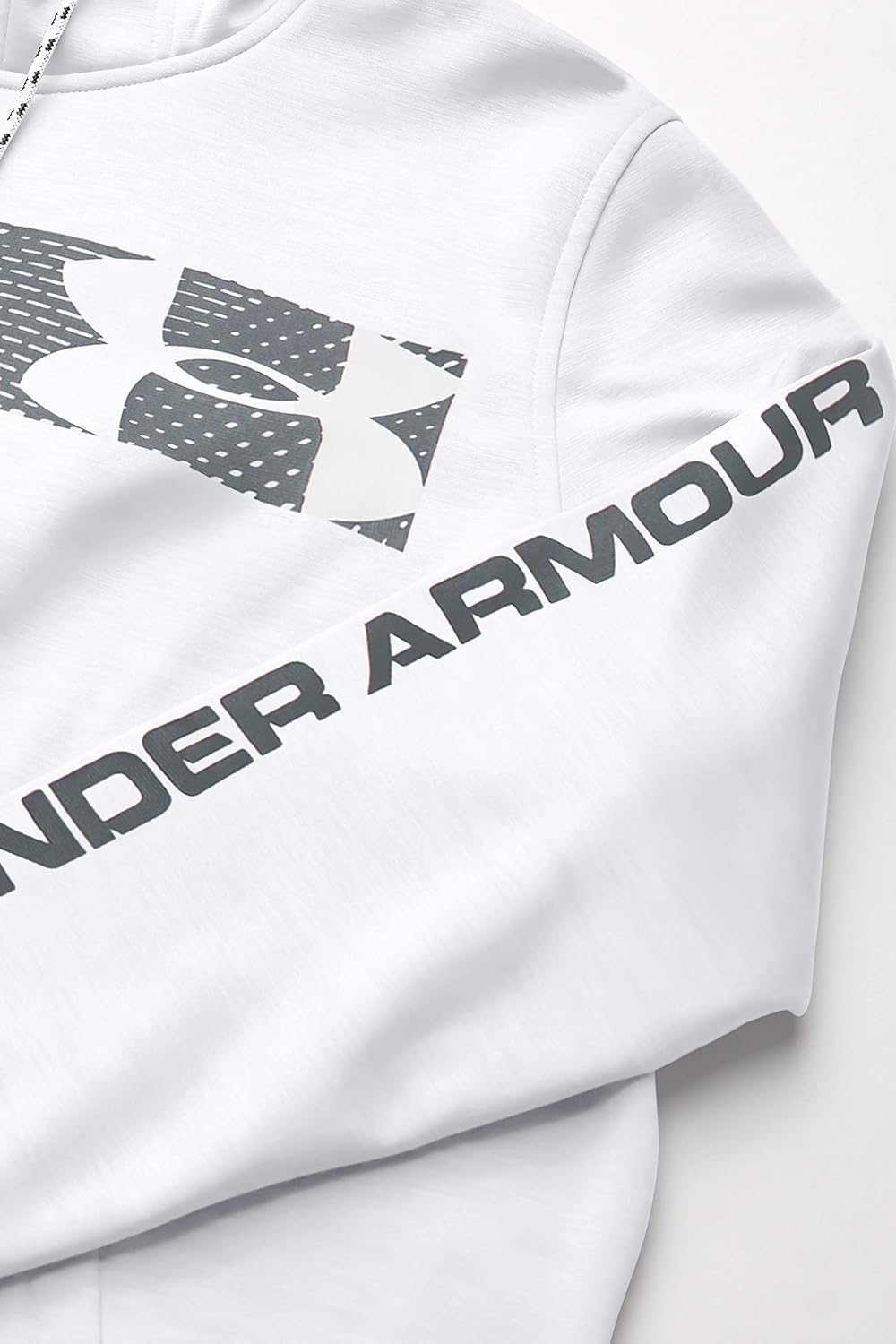 Under Armour Armour Fleece Pullover Hoodie bar Logo Graphic, White//Pitch Gray, Large