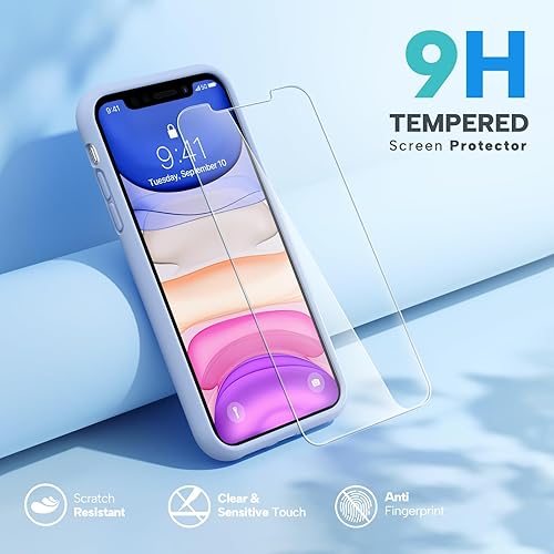 Miniatura 1514 de Miracase - Funda diseñada para iPhone 11 con protector de pantalla, funda de goma de silicona líquida, protección total contra caídas y a prueba