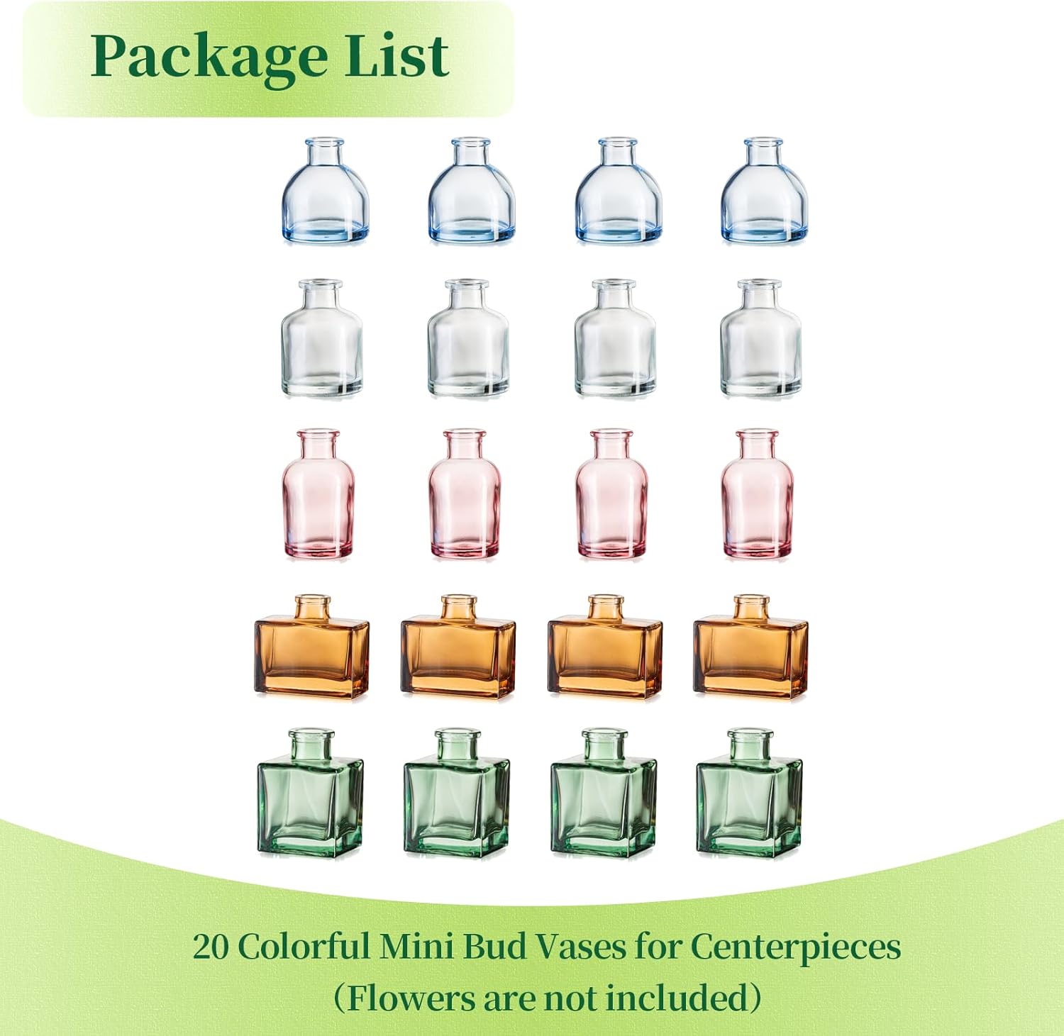 Small Glass Bud Vases for Centerpieces - Hewory 20pcs Colored Sturdy Cute Flower Vases Bulk, Mini Bottle Vase for Wedding Home Decor Birthday Party Events Mother's Day Bridal Shower Gifts Table Decor - Image 7
