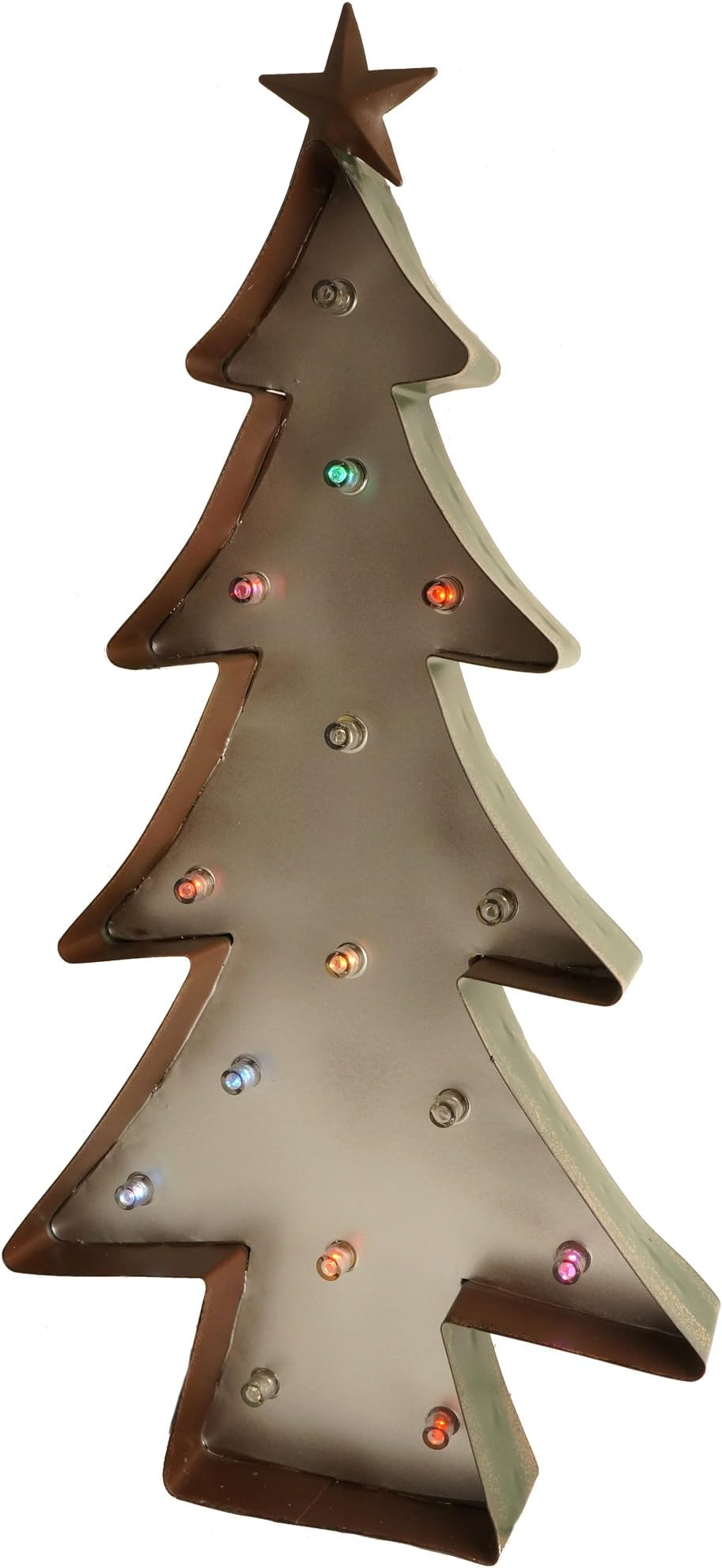 20 Inch LED Lighted Color-Changing Metal Christmas Tree Home Decor with Battery Operated Lights and Timer Function