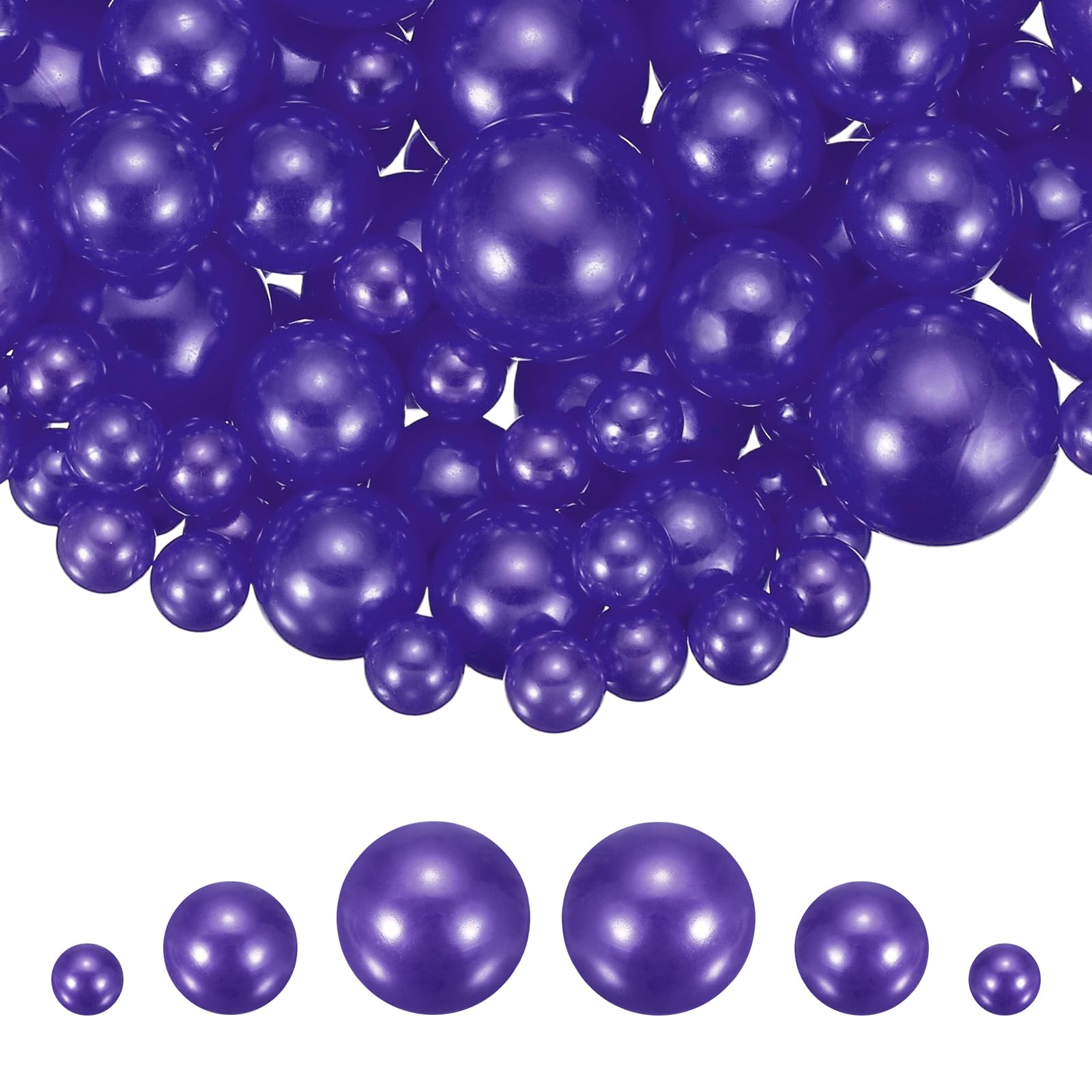 sourcing map 100Pcs Faux Pearl for Crafting, 8/14/20mm No Hole ABS Round Pearls for Vase Fillers Jewelry Making Vase Filler Cosmetic Boxes Home Decor DIY Parts Table Scatter, Dark Purple