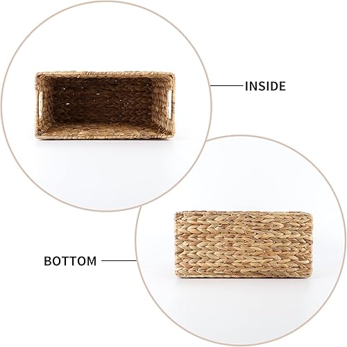 Miniatura 2 de Wicker Waste Basket, Water Hyacinth Hand Woven Trash Can with Handles, Garbage Can for Bathroom, Bedroom, Living Room and Office, 1-Pack