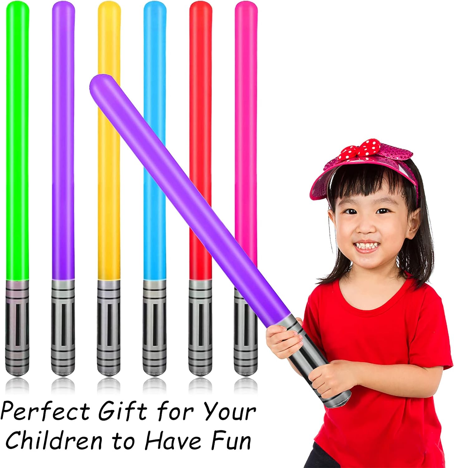 12Pcs Inflatable Light Saber Sword Party Balloons, Light Saber Sword Stick Balloon Set for Costume Fancy Dress Party Favors Halloween Party Supplies Balloons Photo Booth Props (6 Colors)