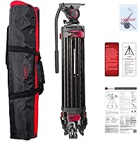 Vista 8 de miliboo Trípode de alta resistencia para video profesional para cámara con cabezal fluido trípodes con esparcidor de tierra, capacidad de 33 libras