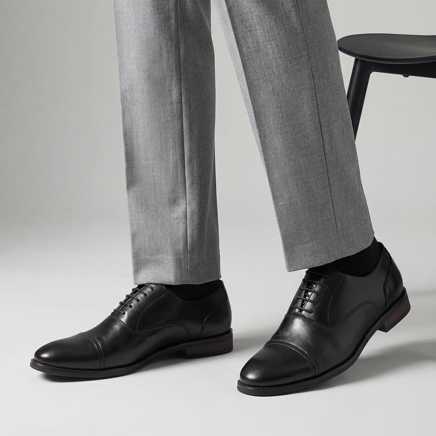 HEEZ Men's Dress Shoes, Cap Toe Oxford Shoes for Men Non Slip, Lace Up Fomal Shoes for Business Office Church