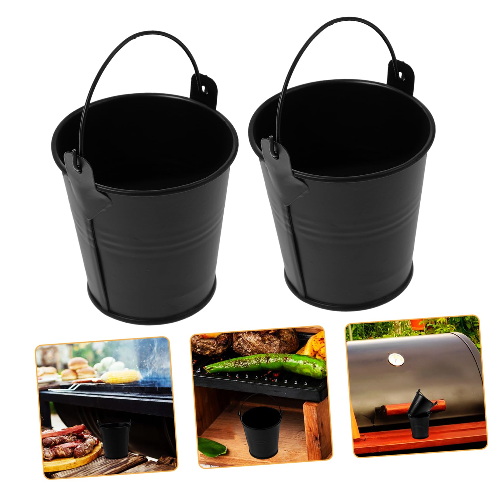BESPORTBLE 4sets BBQ Grease Cup Compact Oil Bucket for Outdoor Barbecue Grill Maintenance 2pcs*4