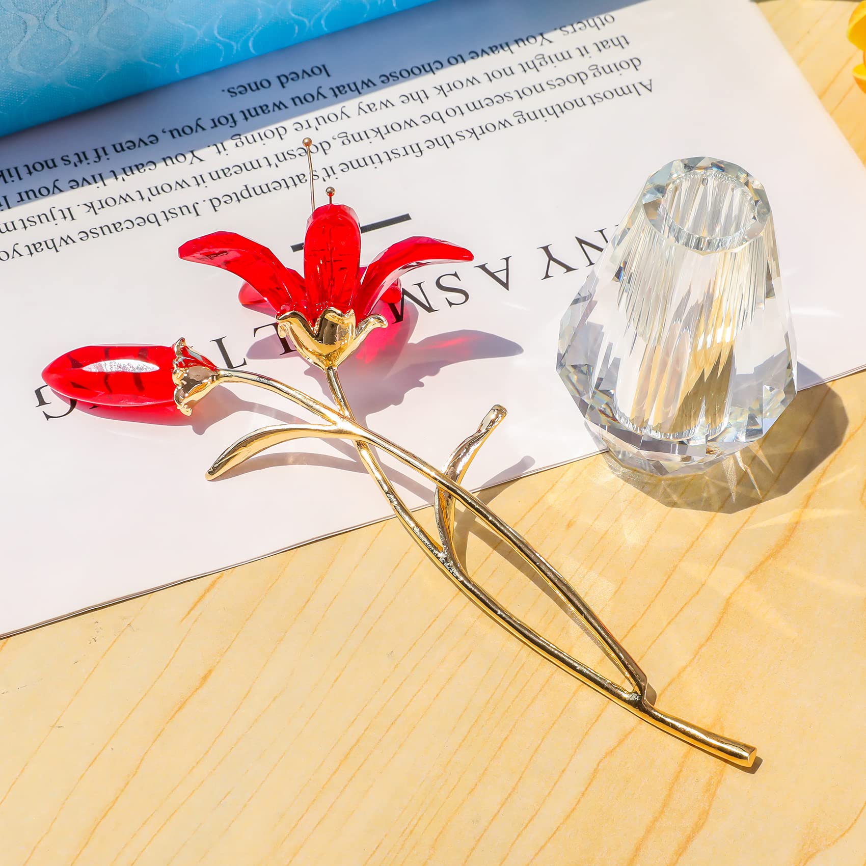 Figura de cristal con diseño de lirio (rojo)