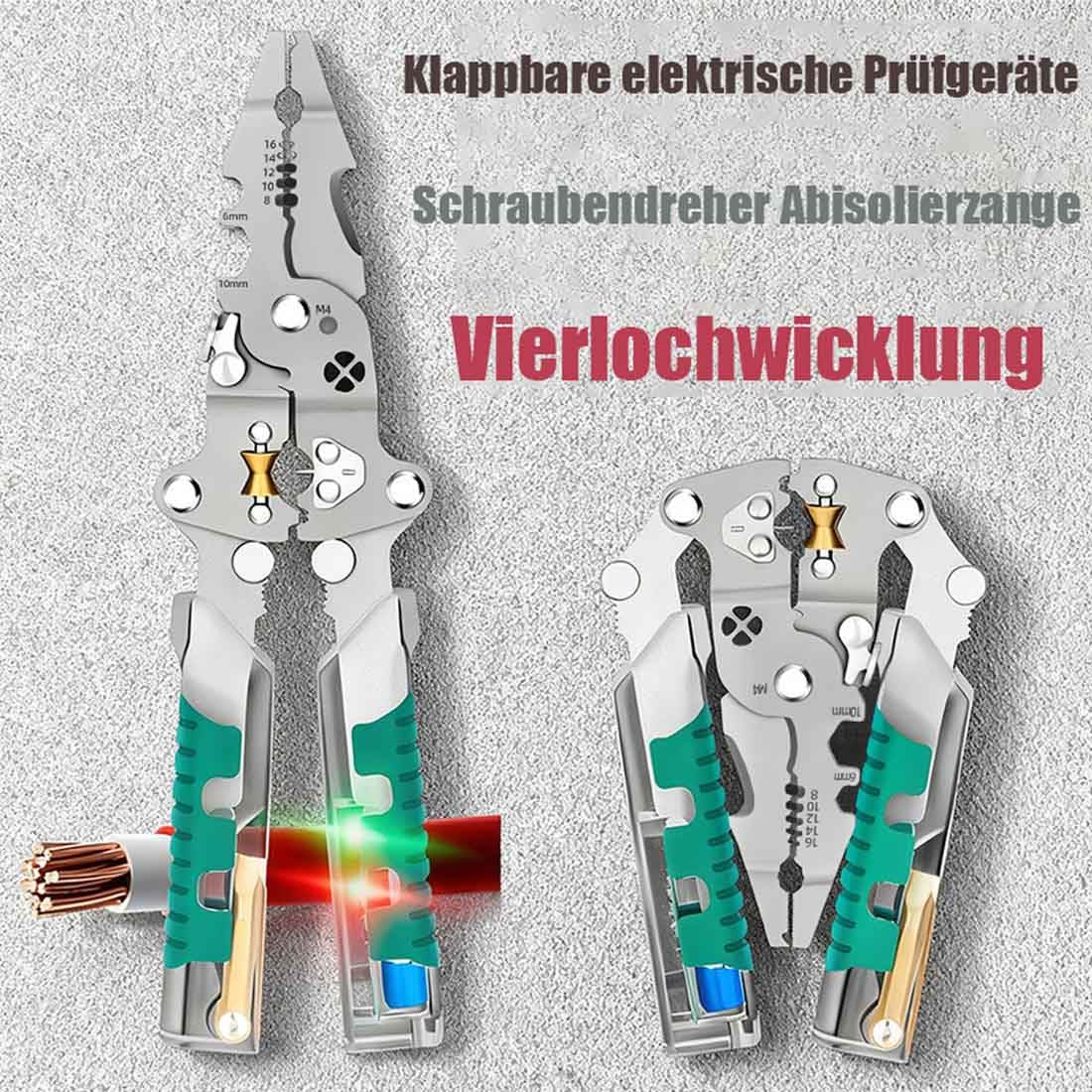 Multifunktionszange Mit SpannungsprüFer, klappbarer Schraubendreher mit Stiftspitze, Rutschfester Griff, für Elektriker, professionelles Elektrikerwerkzeug (2 Stück)