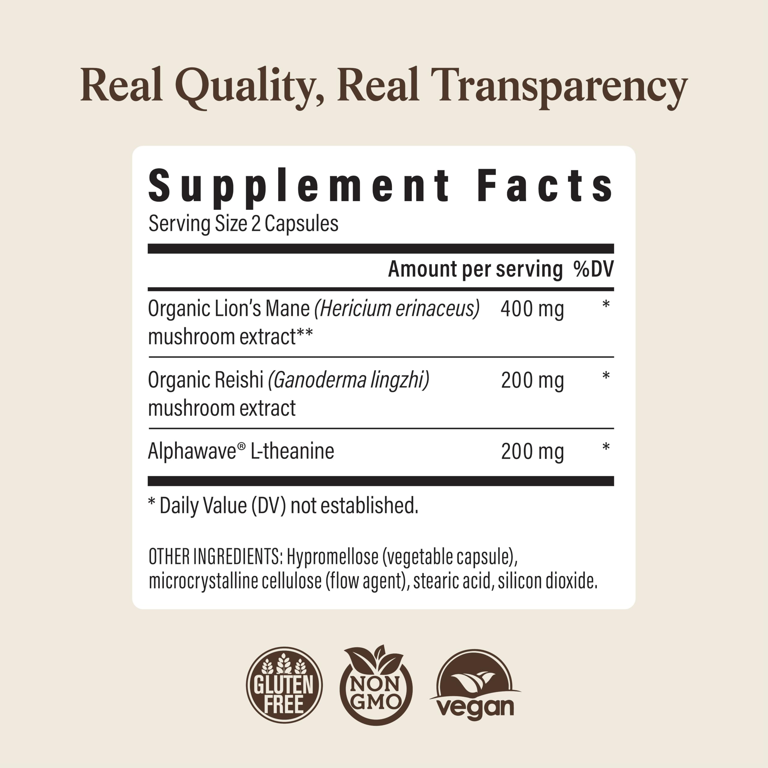 Real Mushrooms Calm Formula with Lion's Mane & Reishi, 90ct — Amazon image 9