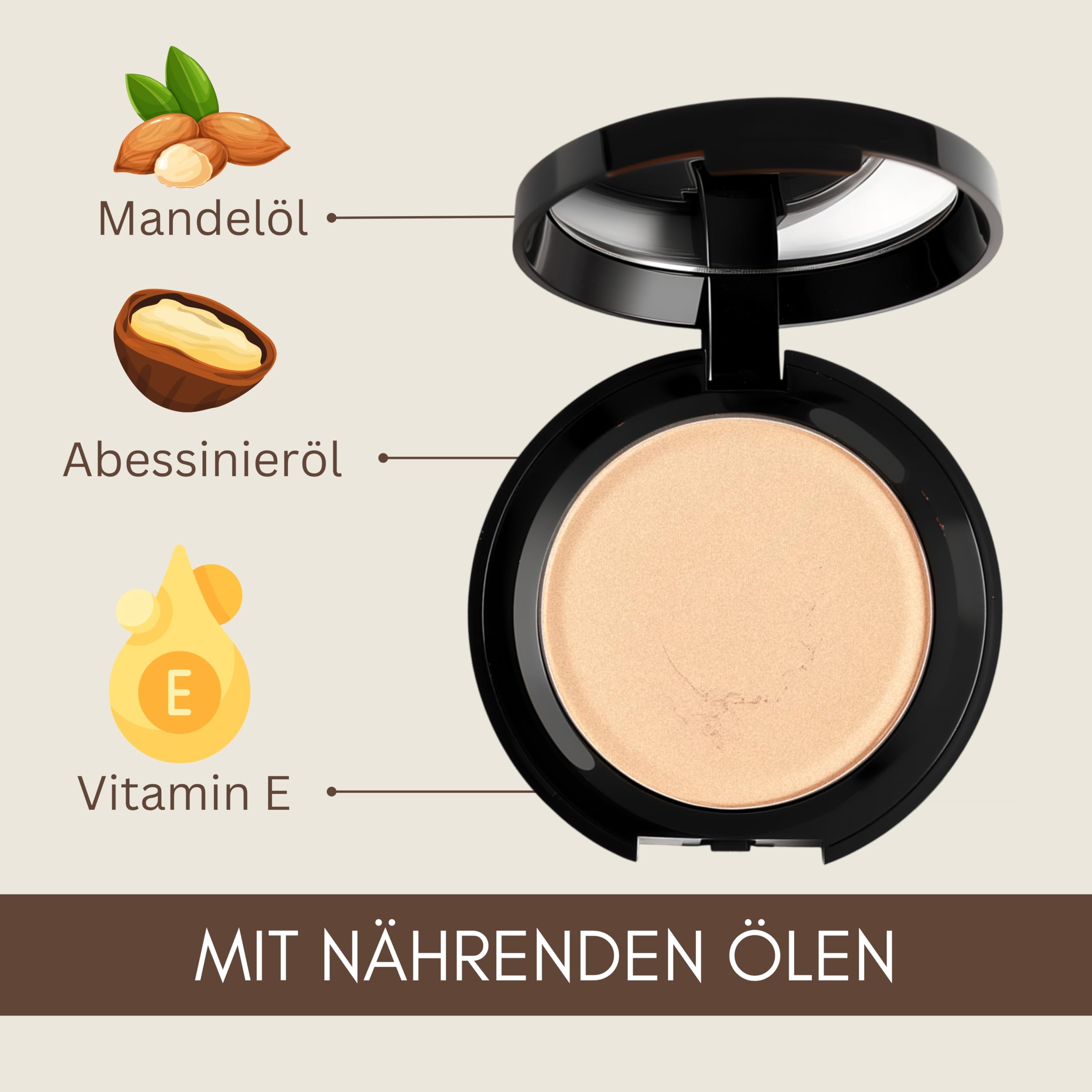 Thats me organic Bio Powder (Non Glossy Ivory) – Mattierend, vegan & ohne Titandioxid – Samtiges Finish mit Mandelöl & Vitamin E – Setting Puder