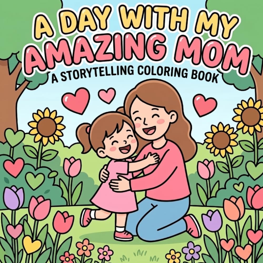 A Day with My Amazing Mom: A Storytelling Coloring Book for Kids and Adults, Bold and Easy Coloring Pages for Mother's Day