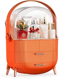 MASSY Egg Shape(Oval) Makeup Storage Box, Countertop Portable Vanity Cosmetics Organizer Preppy