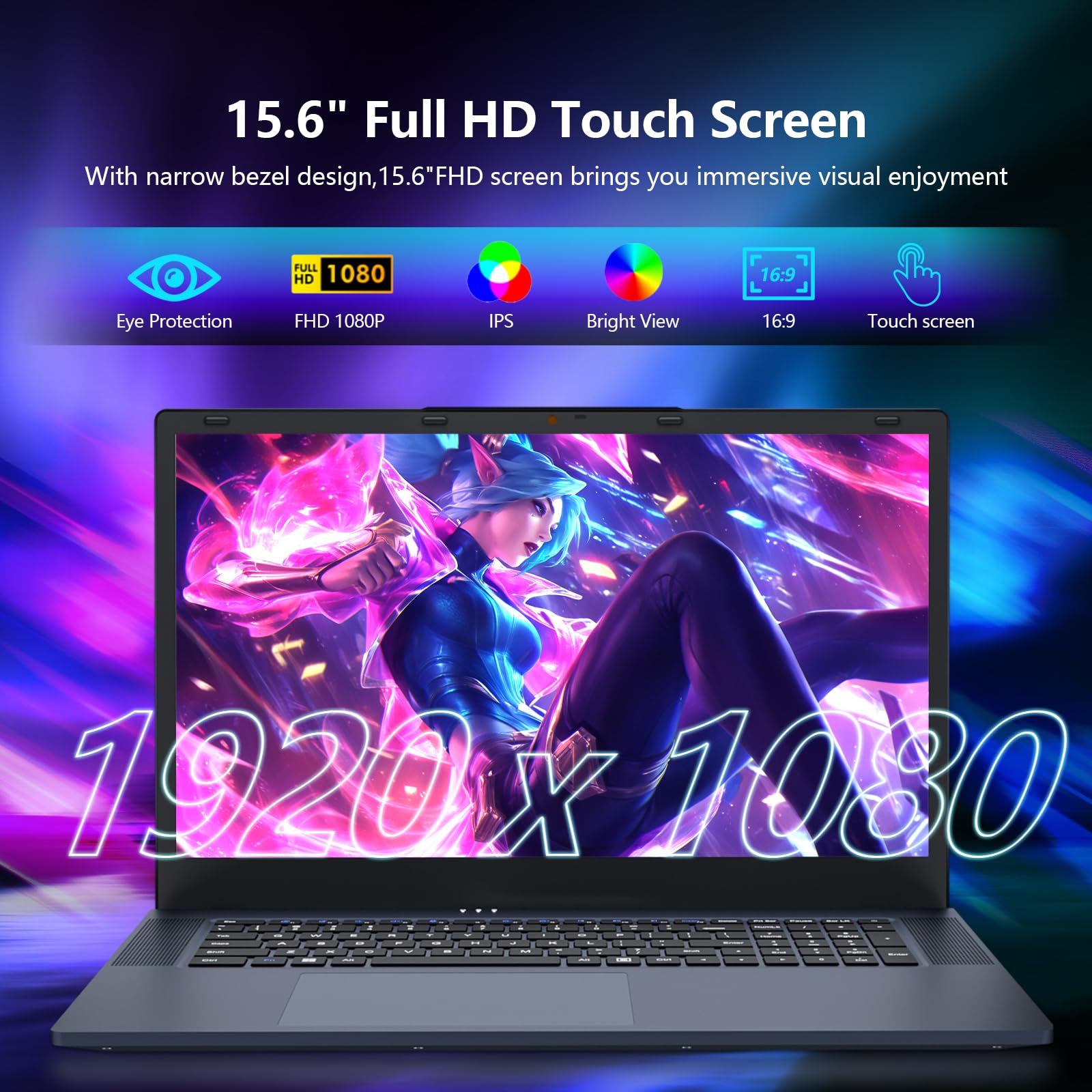 Notebook 2 in 1, 15,6 Pollici Computer Portatile, Processore Core 8100Y Fino a 3,4 GHz, PC Portatile 8GB RAM 256GB SSD, Rotazione a 360 Gradi, 1920*1080 IPS FHD, Win 11, USB 3.0, RJ45, WiFi 5, HDMI