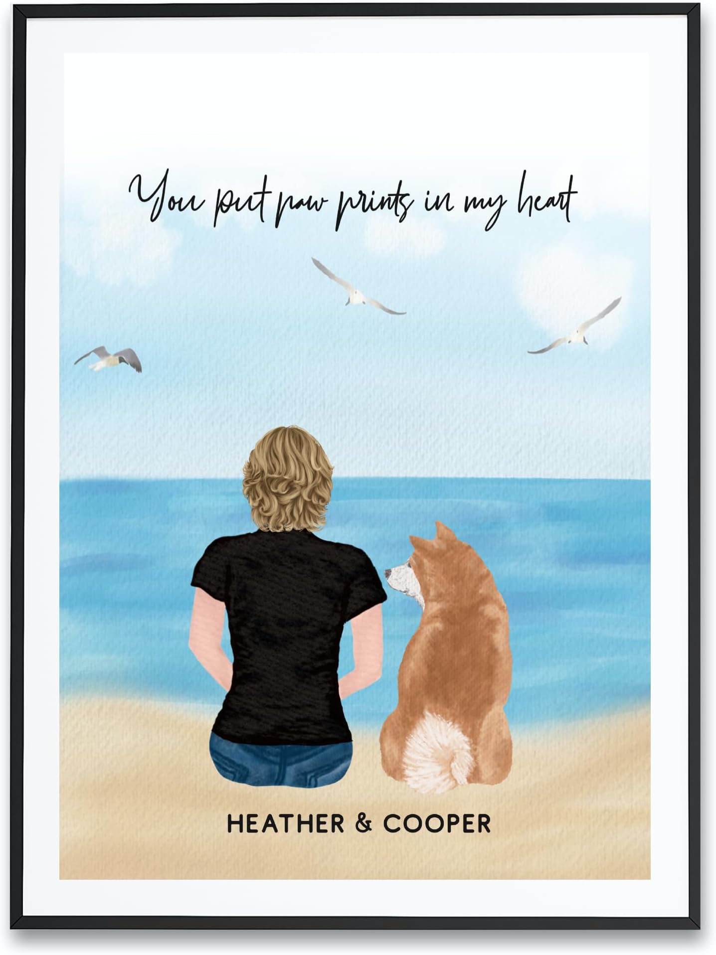 Owner and Pet Print, Custom Family Print, Personalised Pet Print, Personalized Dog Loss Gift, Pet Portrait, Dog Memorial, Pet Print, Personalized Dog Remembrance, Custom Dog Mom Gift