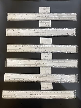 Plotting Scale with Bits for Measuring Plots and Land Area/Drawing Instrument/Used For Survey & Engineering Work (SET OF 6 PCS) By Blue Globe Export...