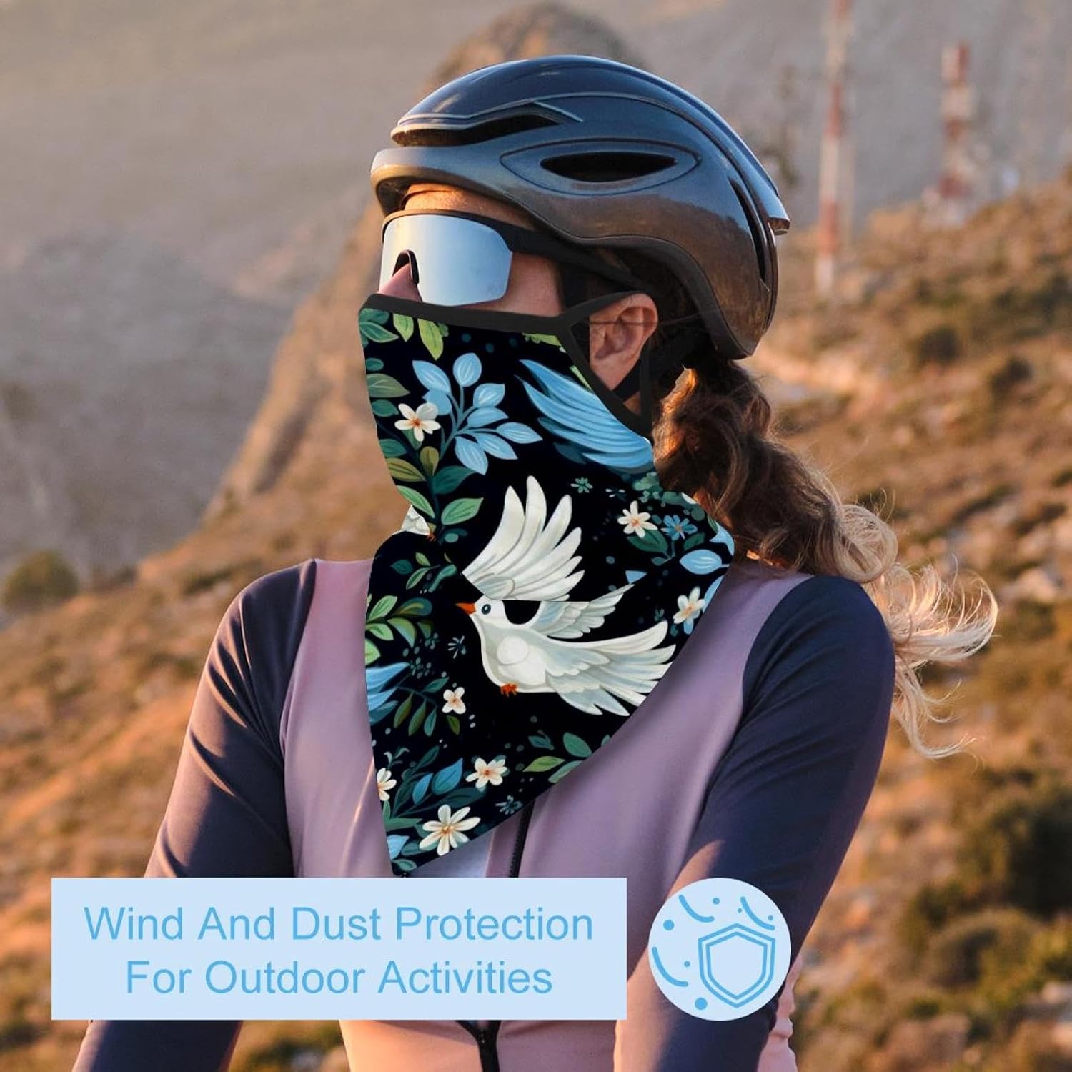 4 Pack Peace Dove Neck Gaiter, Cooling Breathable Face Mask UV Protection Scarf Hiking Bandana for Men/Women