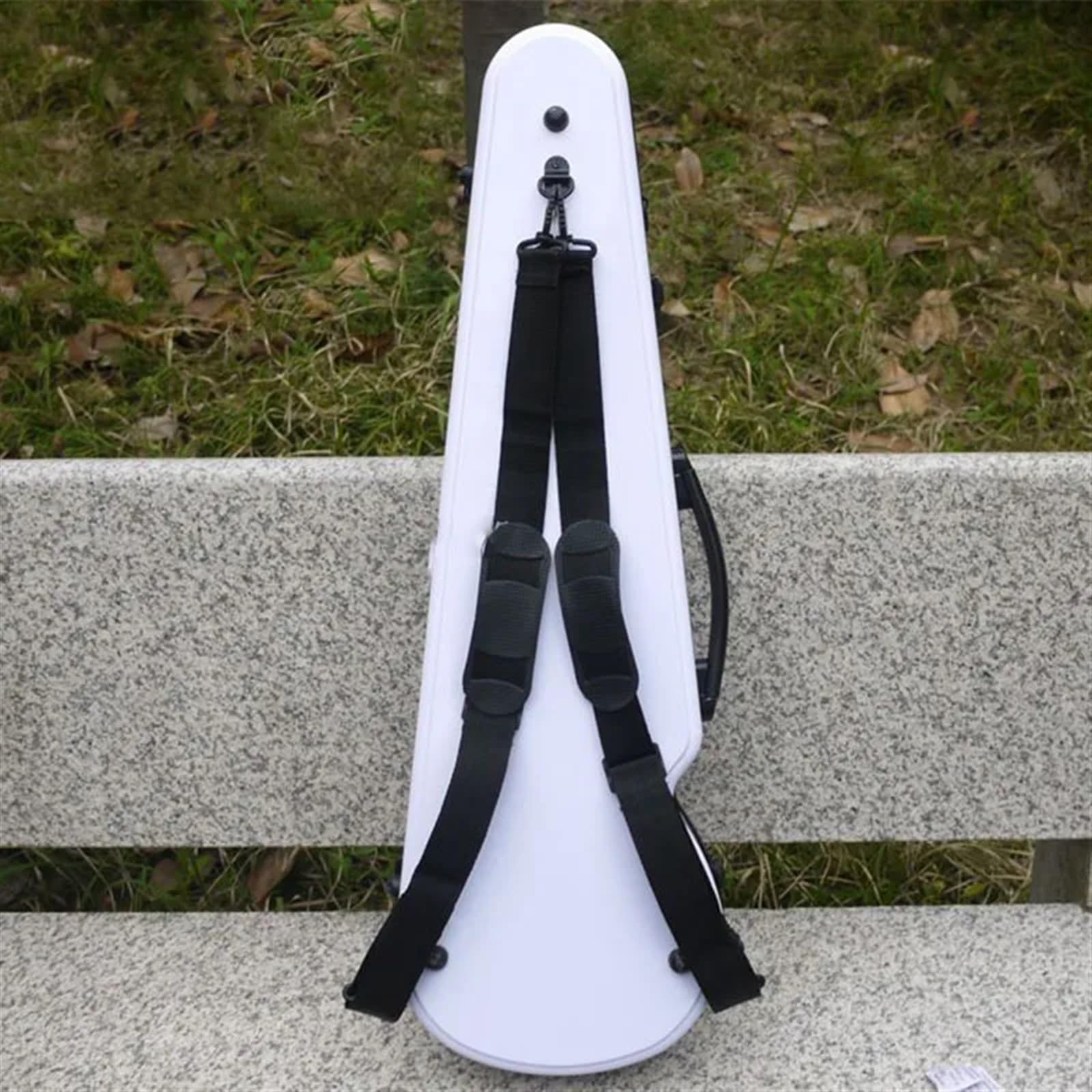Caja de violín fibra carbono, mochila ligera, resistente a la compresión con tela y arco, espacio almacenamiento higrómetro Para Actuaciones Al Aire Libre(Black)