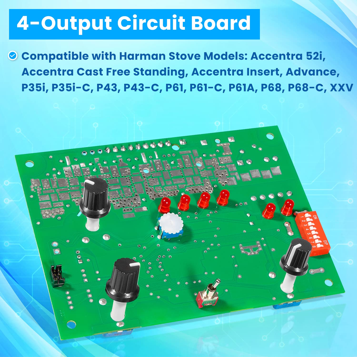 Replacement for Harman Pellet Stove Control Board 10005886 4Output