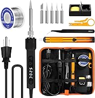 LJPXHHU 120W LED Soldering Iron Kit: 7s Fast Heat, 356-968°F Adjustable Temp, Auto Sleep, Electronics Repair Tools with 5 Tips, Solder Wire, Pump & Stand
